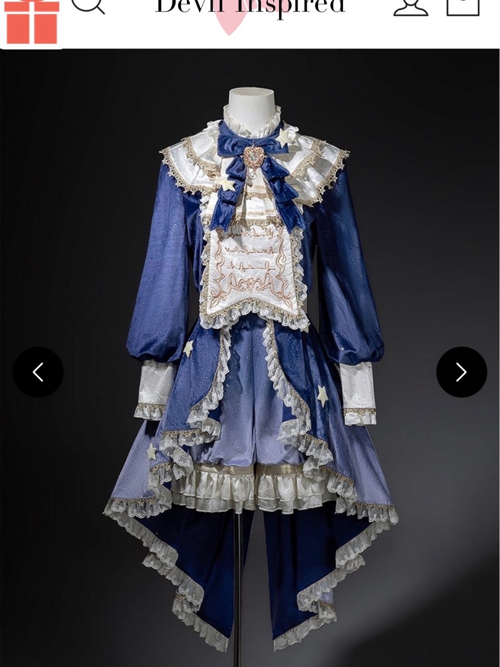 Lolita Shimmering Blue Split Tail Velvet Top + Bloomer Shorts with Star Accents